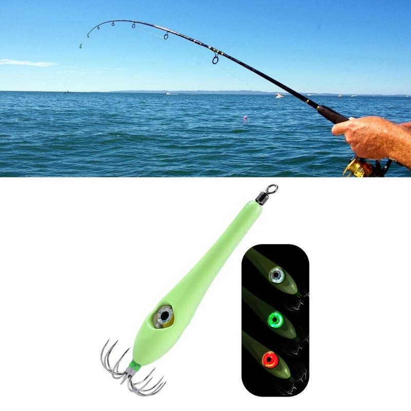 Shrimp Prawn Hooks Auto Glow Squid Hook Saltwater Luminous Fishing Squid Lures