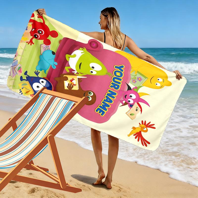 Custom Name Babblarna Print Beach Towel, Large Soft Quick Dry Towel for Beach Camping Swimming_xia