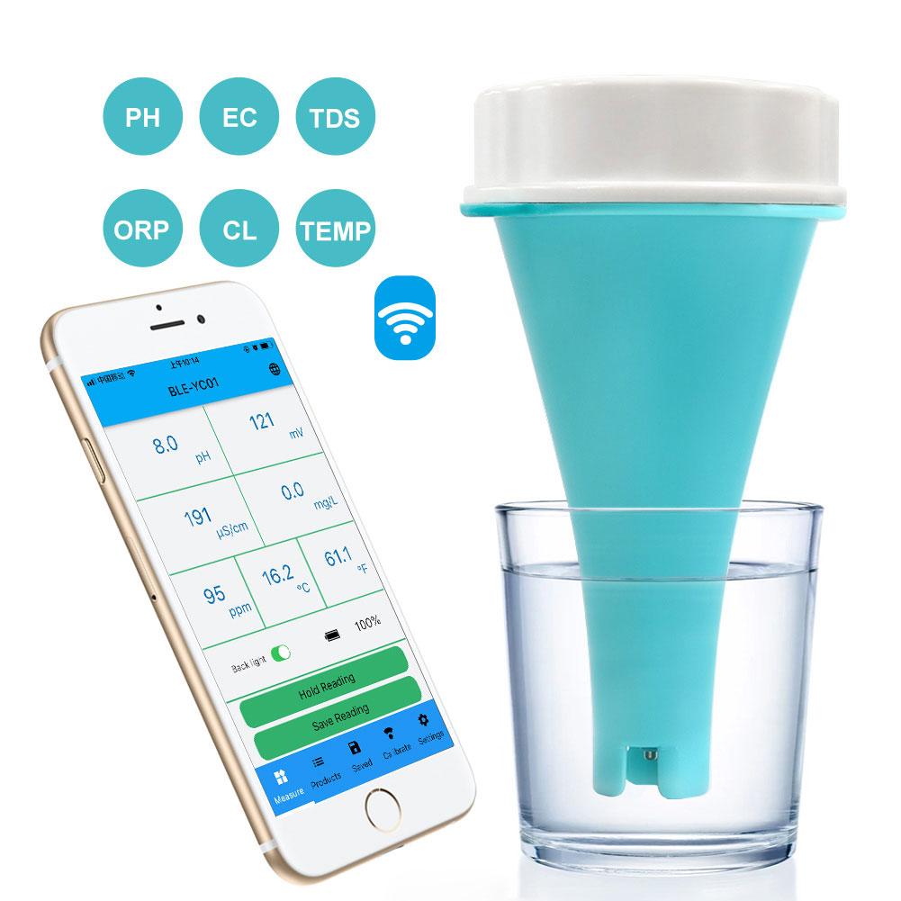 6 In 1 Smart Floating Swimming Pool Water Analyzer APP Online Monitor Water Quality Test Meter BT PH CL TDS EC ORP TEMP Tester