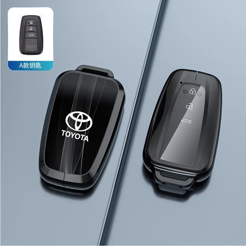 New Zinc Alloy Leather Car Key Case Cover Shell For Toyota CHR Hilux Fortuner VHFDT6 Land Cruiser 200 Camry Corolla Crown RAV4 Highland