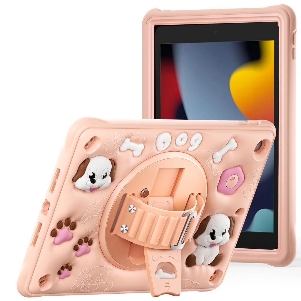 For iPad 10.2 (2021)/(2020)/(2019) Case Kickstand Cute Dog PC+Silicone+TPU Tablet Cover