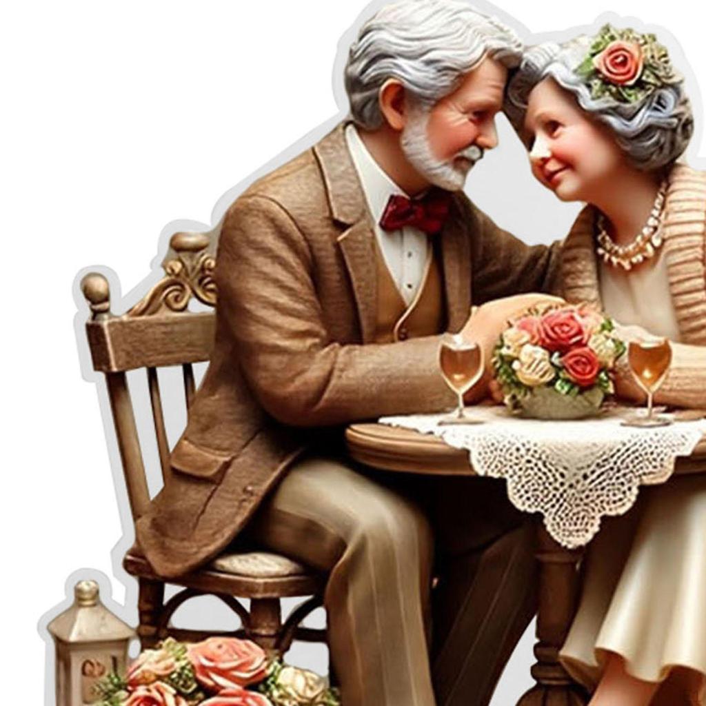 2D Acrylic Couple Decoration Tabletop Ornament (Not 3D) Flat Decor Valentine's Day for Study