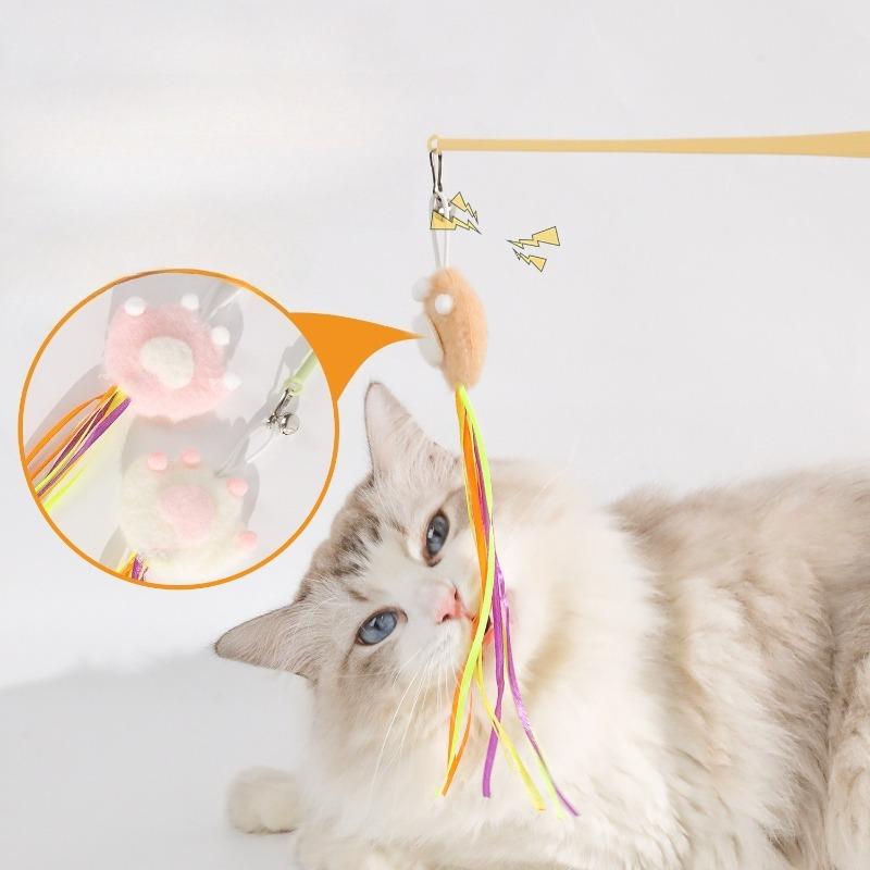 Cat Interactive Toy Funny Cat Claw Teasing Stick Kitten Teasing Stick Bite Resistant Sound Toy Cat Supplies