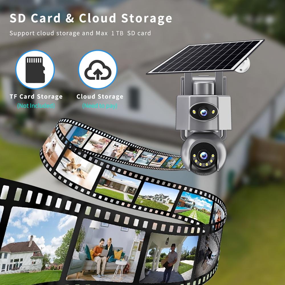 4G/WiFi Solar IP Camera with Dual Lens – PTZ, 8MP, 10X Zoom, Outdoor Surveillance System with Built‑in Battery