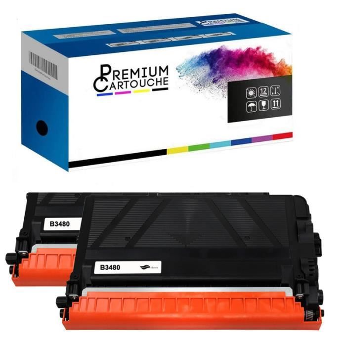 Toner - PREMIUM CARTOUCHE - TN3480 - Noir - Pack 2 - Compatible Brother DCP/HL/MFC