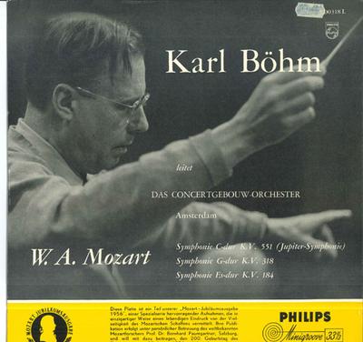 LP Record KARL BOEHM CONCERTGEBOUW ORCHESTER Mozart Symphonie Cdur Kv551 Jupit A00318L PHILIPS 1956 Germany Classical Used