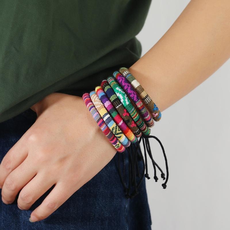 12Pcs Handmade Woven Bracelets Accessory Colorful Braided Bracelet Unique Wrist Chain for Layering or Single Wear