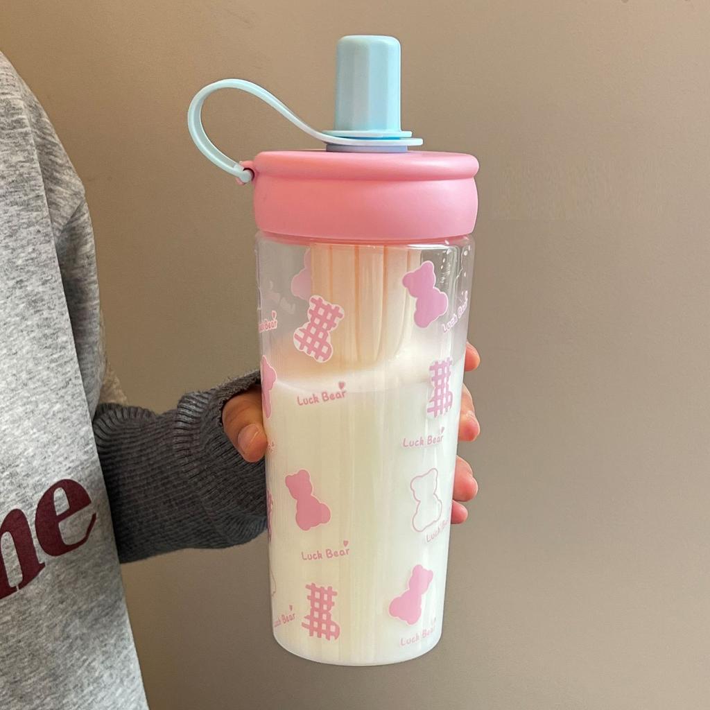 22oz Cute Insulated Water Bottle with Multifunctional Lid