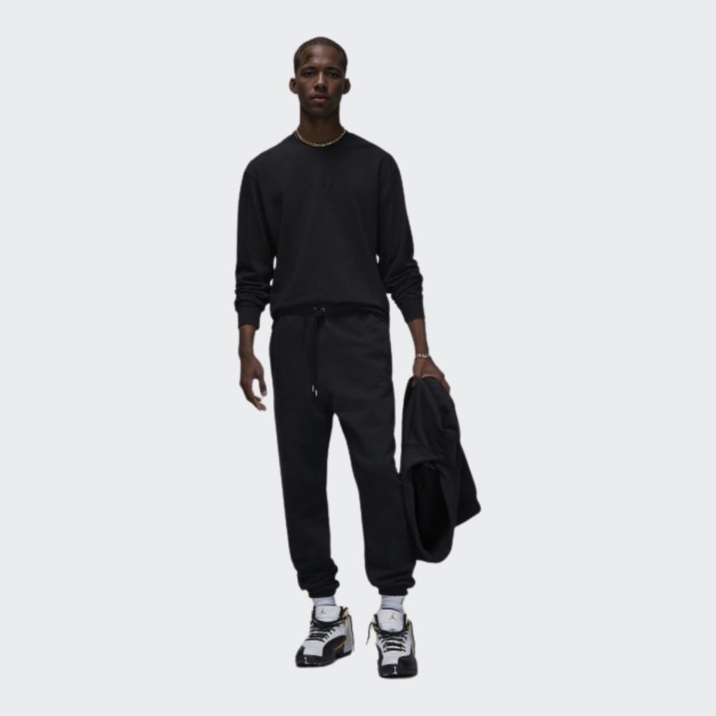 Jordan Wordmark Series Solid Logo Embroidered Crew Neck Long Sleeve T-Shirt Men Tops Black FJ0703-010