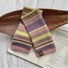 Soft Colorful Striped Fingerless Gloves Writing Work Gloves Retro Women Gloves Winter Wrist Glove