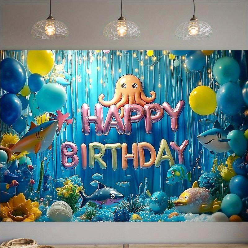 Party Backdrop Under The Sea Ocean Under Balloons Fish Octopus Photo Booth Background Birthday Party Decor