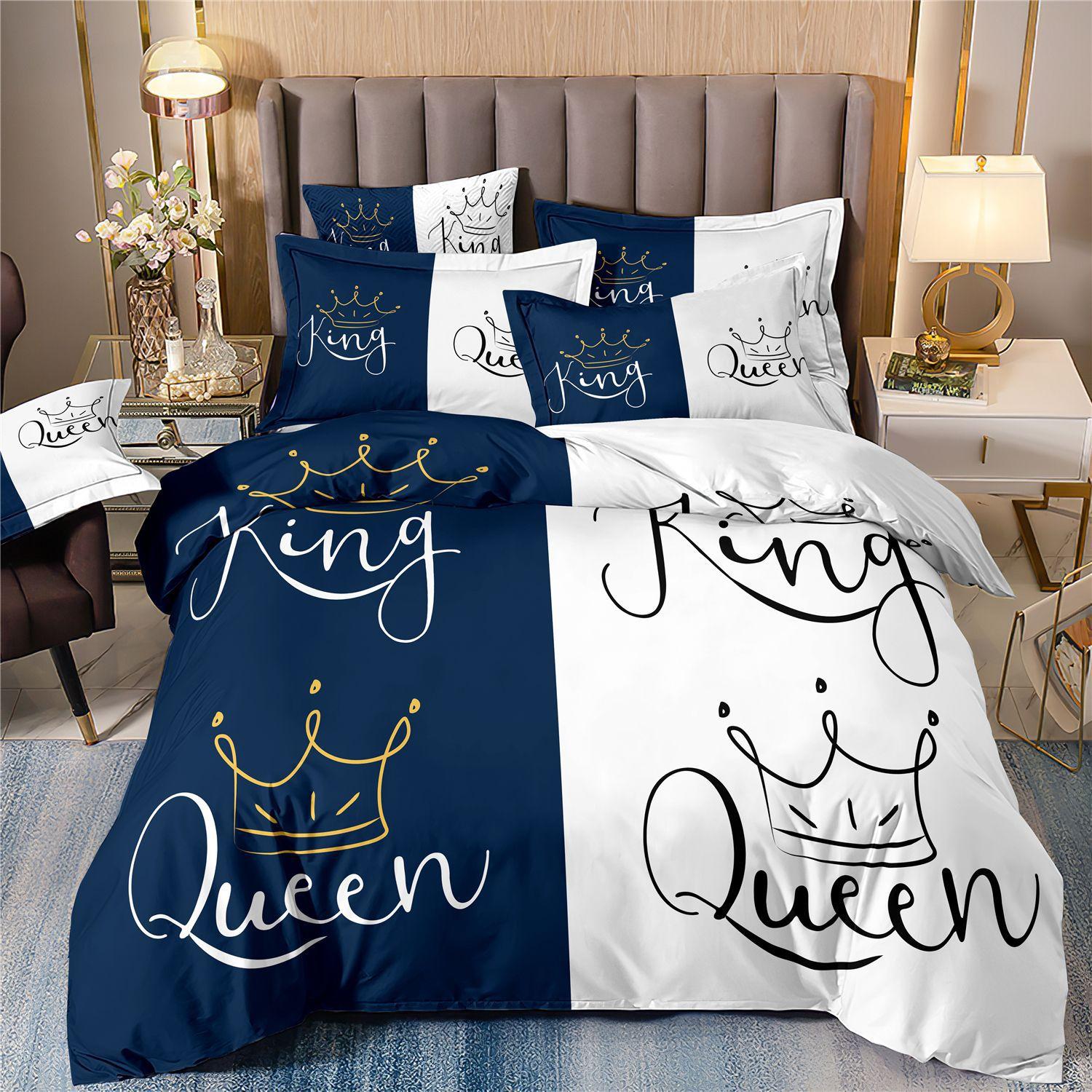 

Couple Black And White Bedding Four-Piece 3D Digital Printing Three-Piece Set cover 70 * 133 and 50 * 75 * 1