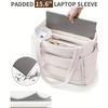 Prošívaná taška Tote s velkou kapacitou pro ženy, Taška přes rameno s více přihrádkami a držákem na pohár, Pouzdro na notebook pro každodenní dojíždění, cestování a výlety