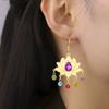 Cazador Lotus Flower Om Symbol Drop Earrings for Women Stainless Steel 7 Chakra Yoga Meditation Jewelry Earrings Amulet Gift