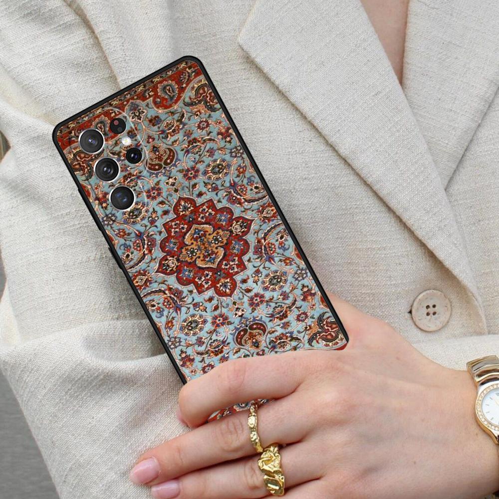 Persian Carpet Floral Pattern Cell Phone Case for Samsung Galaxy S26 Ultra S25 S24 S23 S22 S21 S20 Note10 Cover