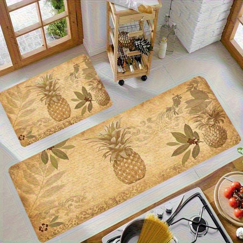 

1 шт. Винтажный коврик для пола с ананасовым узором, Современный кухонный полиэстеровый ковер, Нескользящий красочный ковер для помещений, Для декора дома, ванной комнаты, спальни, гостиной 40*60cm