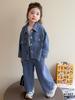 2025 Stilvoller Herbst-Denim-Jumpsuit für Mädchen - Trendiges zweiteiliges Jeans-Outfit