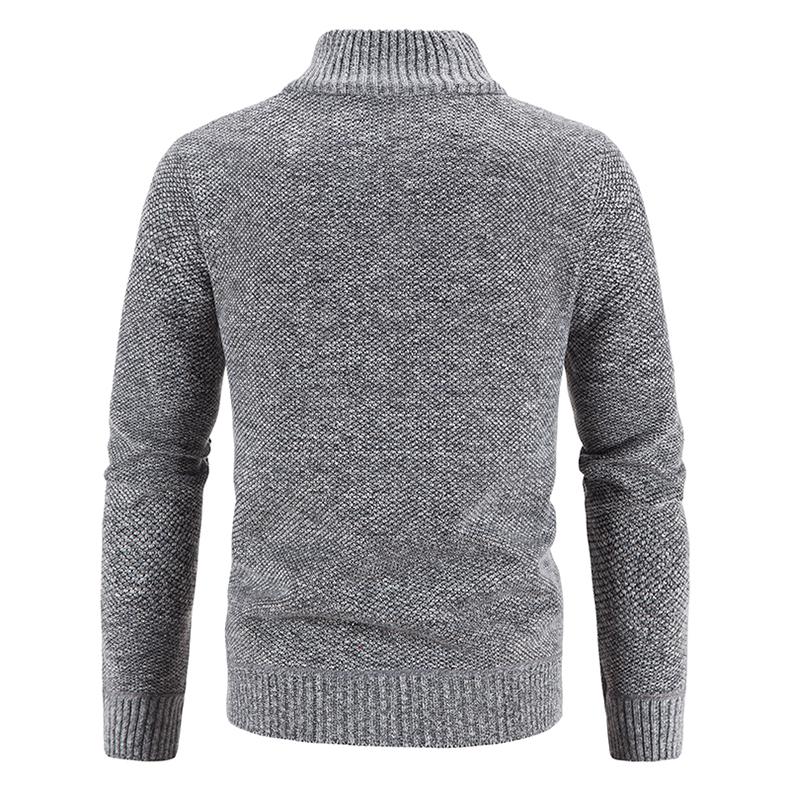 Cardigan de toamnă/iarnă pentru bărbați mărime plus, din catifea îngroșată, cu guler înalt - Palton cu croială slim.