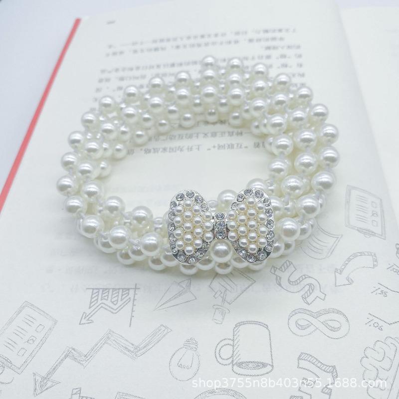 Mei Women's Pearl Waist Chain - Perfect for Dresses, Summer Casual Style, Rhinestone Embellished, Elastic Waistband