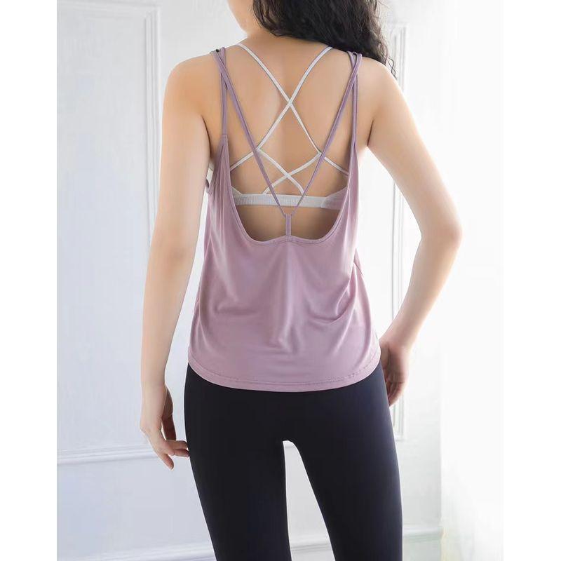 

Sleeveless Sports Vest T-shirt Running Tops Women s Casual Quick-Drying Breathable Yoga Workout Beauty Back Short Sleeve Blouse New Purple M