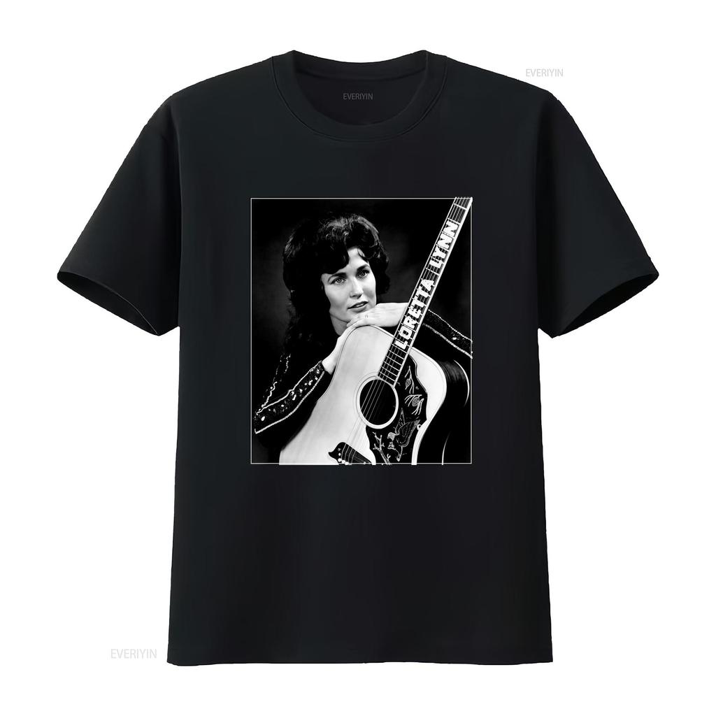 Vintage Black White Loretta Lynn Country Music Singer Print Casual T Shirt vintage Washed Breathable Stretched Stylish Slightly