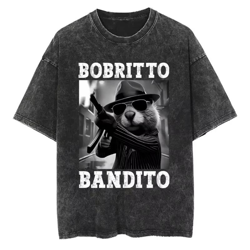 Vintage Washed Bombardiro Crocodilo T Shirt Funny Plane Bomber Crocodile Meme T-shirts Men Women Gothic Casual Humor T Shirts