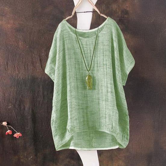 Women T-shirt Round Neck Short Sleeve Loose Fit Pullover Tops Pure Color Summer Casual Tops Daily Wear