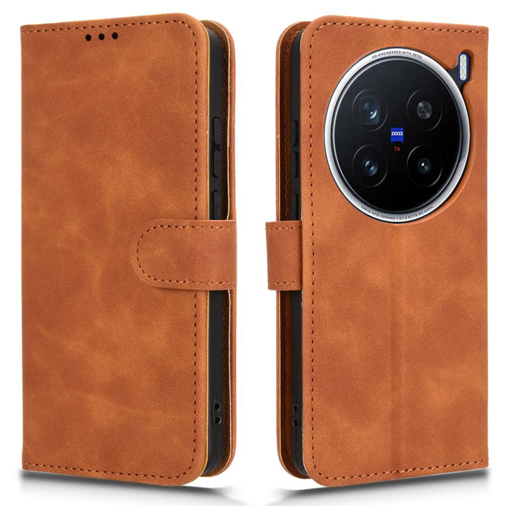

For vivo X200 Pro 5G Leather Case Skin-Feel Anti-Drop Wallet Flip Phone Cover E