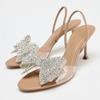 Shiny Rhinestone Bow Decorated High Heel Sandals for Women Fashion Transparent PVC Slingback Sandals Luxury Wedding Bridal Shoes
