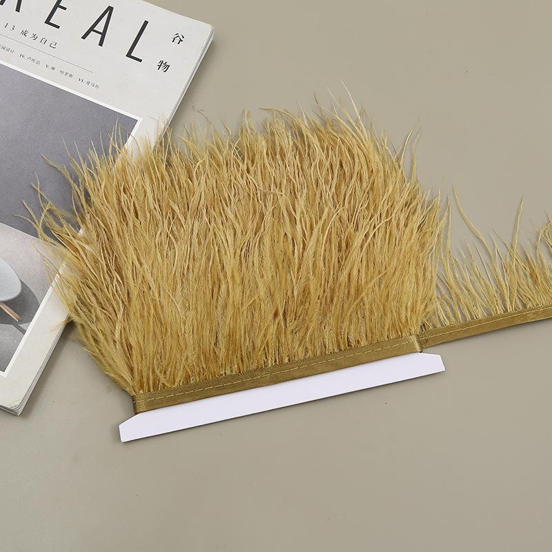 Color 8-10 Cm Ostrich Hair Cloth Edge Clothing Cuffs Hem Ostrich Feather Strips Cloth With Accessories Lace