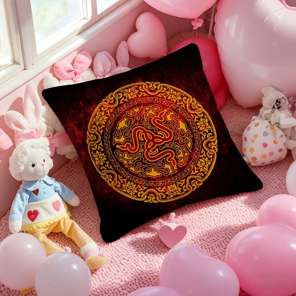 R-Razer Retro Cushion Cover Pattern Printed Pillowcase for Living Room Sofa Cushion Cover & Bedroom Decor