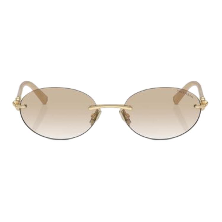 Tiffany & Co. Frameless Design Metal Oval Sunglasses Women sunglasses Gold 0TF3104D617811