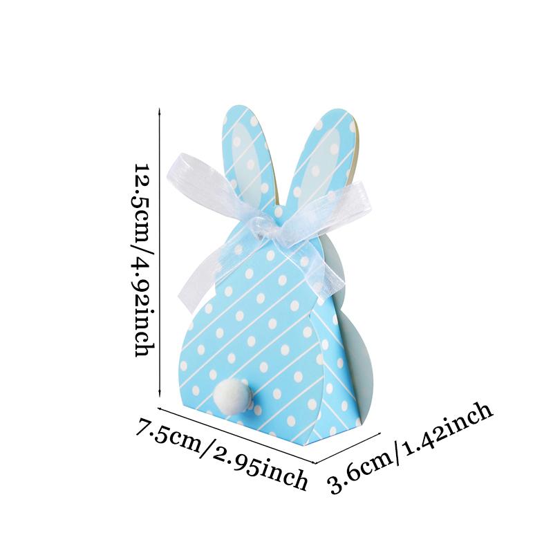 WTEMPO DIY Ribbon Bow Gift Boxes Cute Rabbit Design Easter Foldable Printed Paper Baskets Spring Party Wedding Birthday Festive Decor Treat Boxes