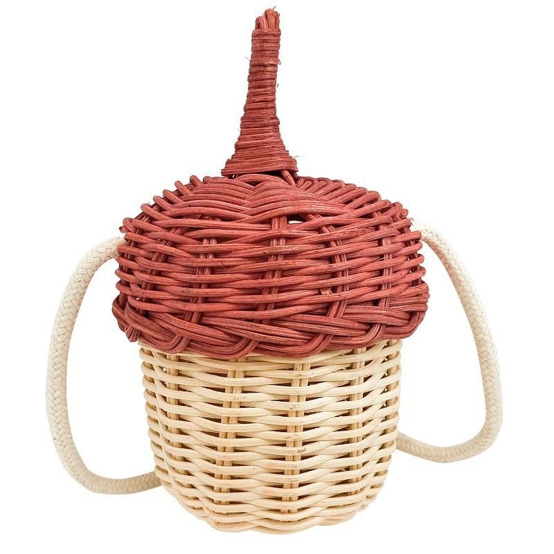 Mini Children Woven Crossbody Bag With Pinecone Design Casual Accessories Kids