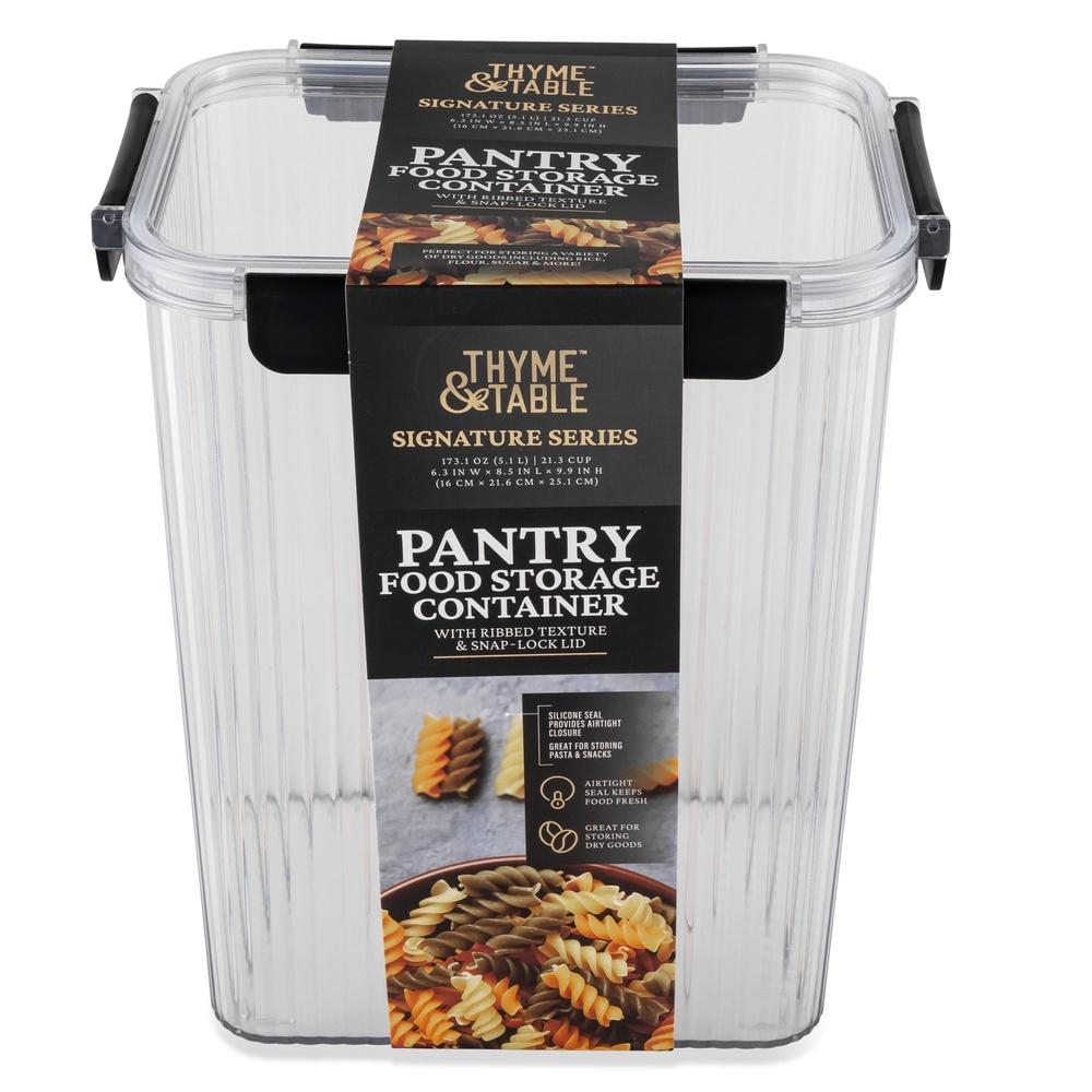 21.3 Cup Clear Ribbed Plastic Airtight Pantry Storage Container Stackable Food Organizer Dry Goods Cereal Pasta Rice Snacks