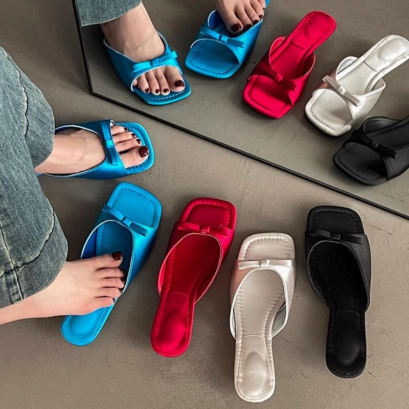 Silver wedge heel small cool slippers shoes new summer fashion low heel niche sandals
