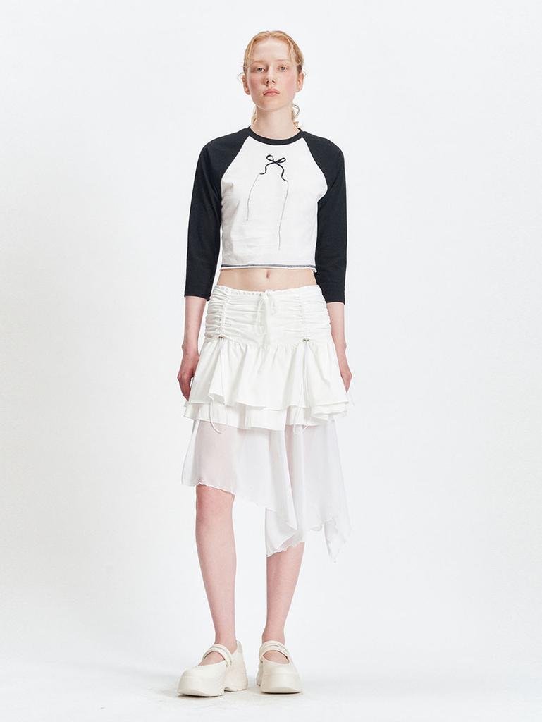 Tuomio Layered Chiffon Skirt [White]