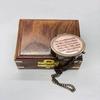 Shiny Copper Finish Compass Collectible Functional Marine Compass with Brown Wooden Box