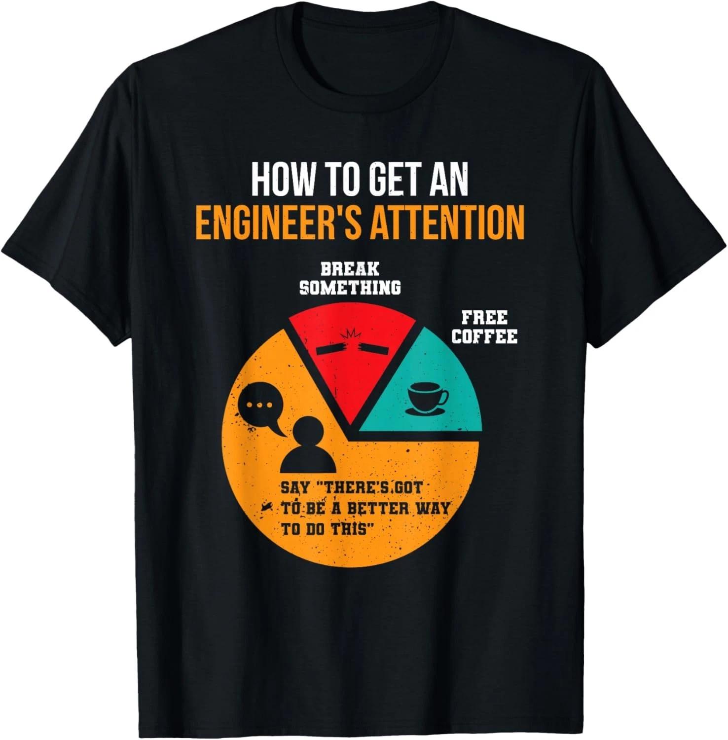 

How To Get Engineer_s Attention Pie Chart Funny Engineer T- Shirt 4XL