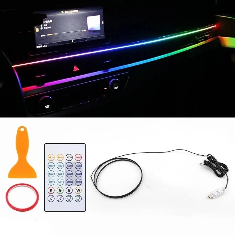 Colorful LED Car Interior Hidden App Remote Control Atmosphere Lamp USB Car Ambient Light Acrylic Strips Dashboard Lights RGB