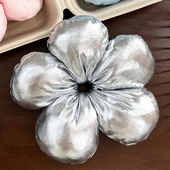 Hair Rope Five-Petal Flower Soft Elastic Band Glossy Surface Hair Tie Bun Meatball Hair Rope Hair Accessories