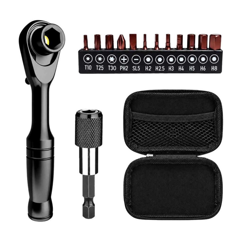 Ratchet Wrench Set with Bits FastRelease Bit Holder Reversible Interchangeable