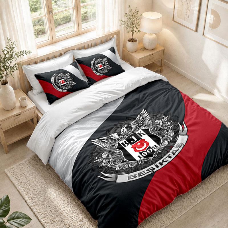 Bettwäsche-Set 1 Bettbezug 2 Kissenbezüge Beşiktaş FC Aufdruck Schlafzimmer Heimdekoration