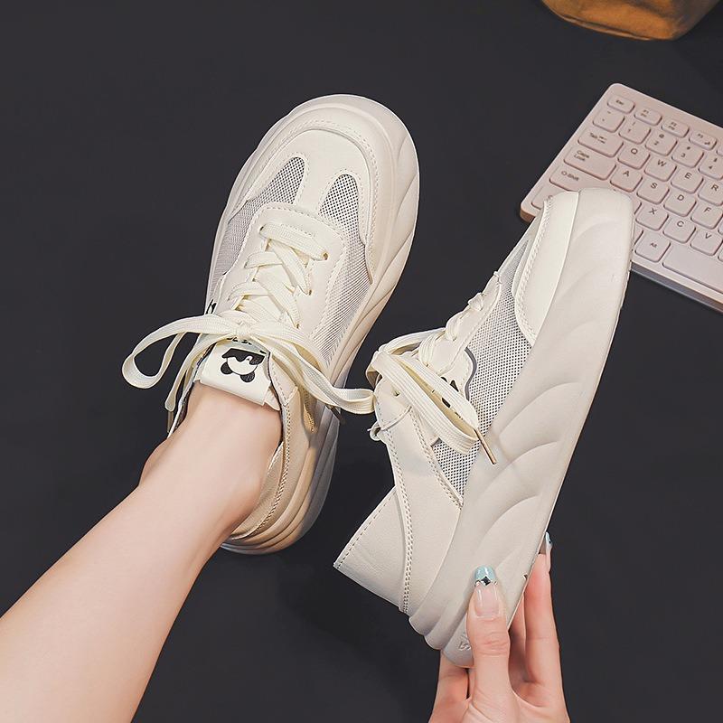 Little White Shoes Women's Summer Mesh Breathable Shoes Women's Shoes Student Casual Shoes Hollow Flat-soled Single Shoes