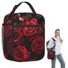 Red Rose Floral Design Insulated Lunch Bag for Women Kids Portable Food Boxes Thermal Lunch Box Tote
