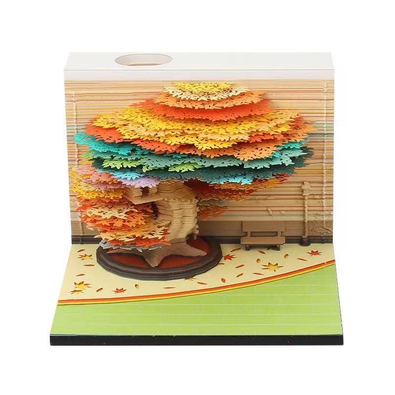 Tree of Life 3D Paper Carving Calendar and Sticky Notes Desk Ornament