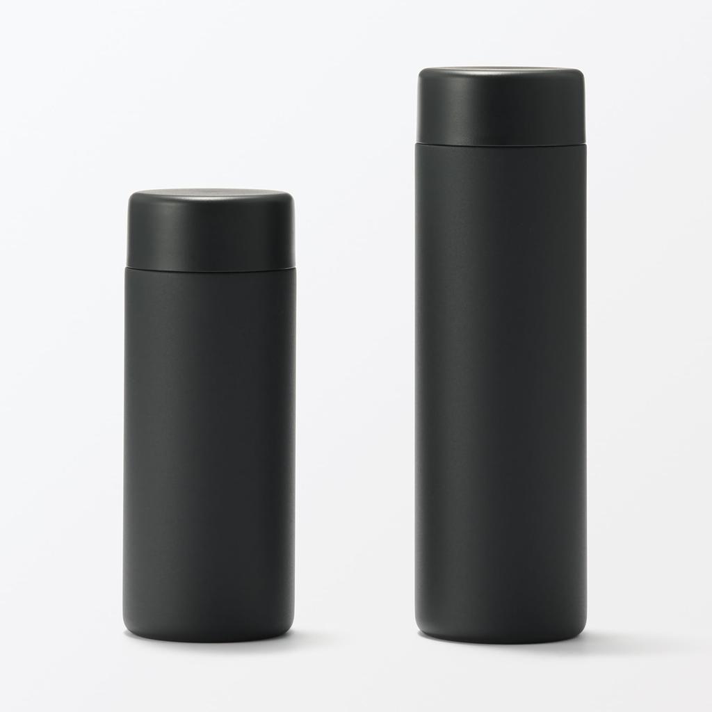 MUJI Vacuum Insulated Insulated Flat 76049203 Bottle, Type, 500mL, Black,