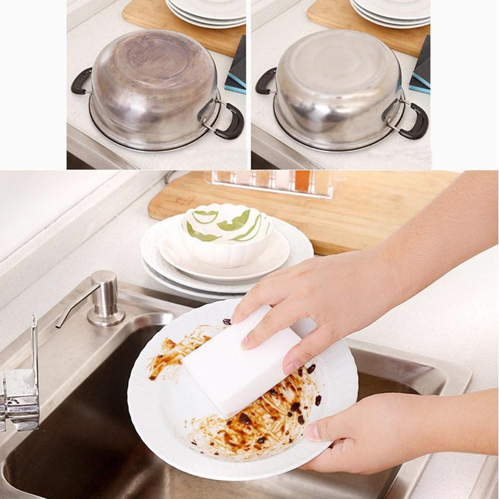 50Pcs White Nano Cleaning Sponge 39x24x08inch Premium Dense Sponge Eraser for Dishwashing Kitchen Cleaning Car Glass 10X6X2CM