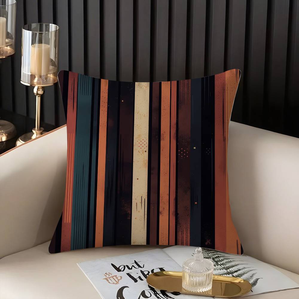 Classic Striped Pillow Case Home Dorm Chair Back Short Plush Double-sided Printing Office Nap Time Cushion Cover
