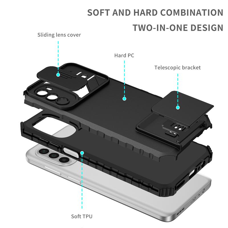 Para Motorola Moto G52 Case Kickstand Slide Câmera Lente Armadura Proteção Telefone Case Para Moto G22 G42 G 22 42 52 Suporte Tampa Traseira